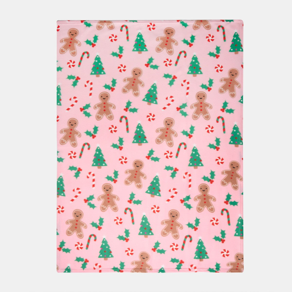 Gingerbread Man Fleece Throw – Pink