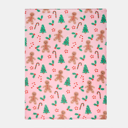 Gingerbread Man Fleece Throw – Pink