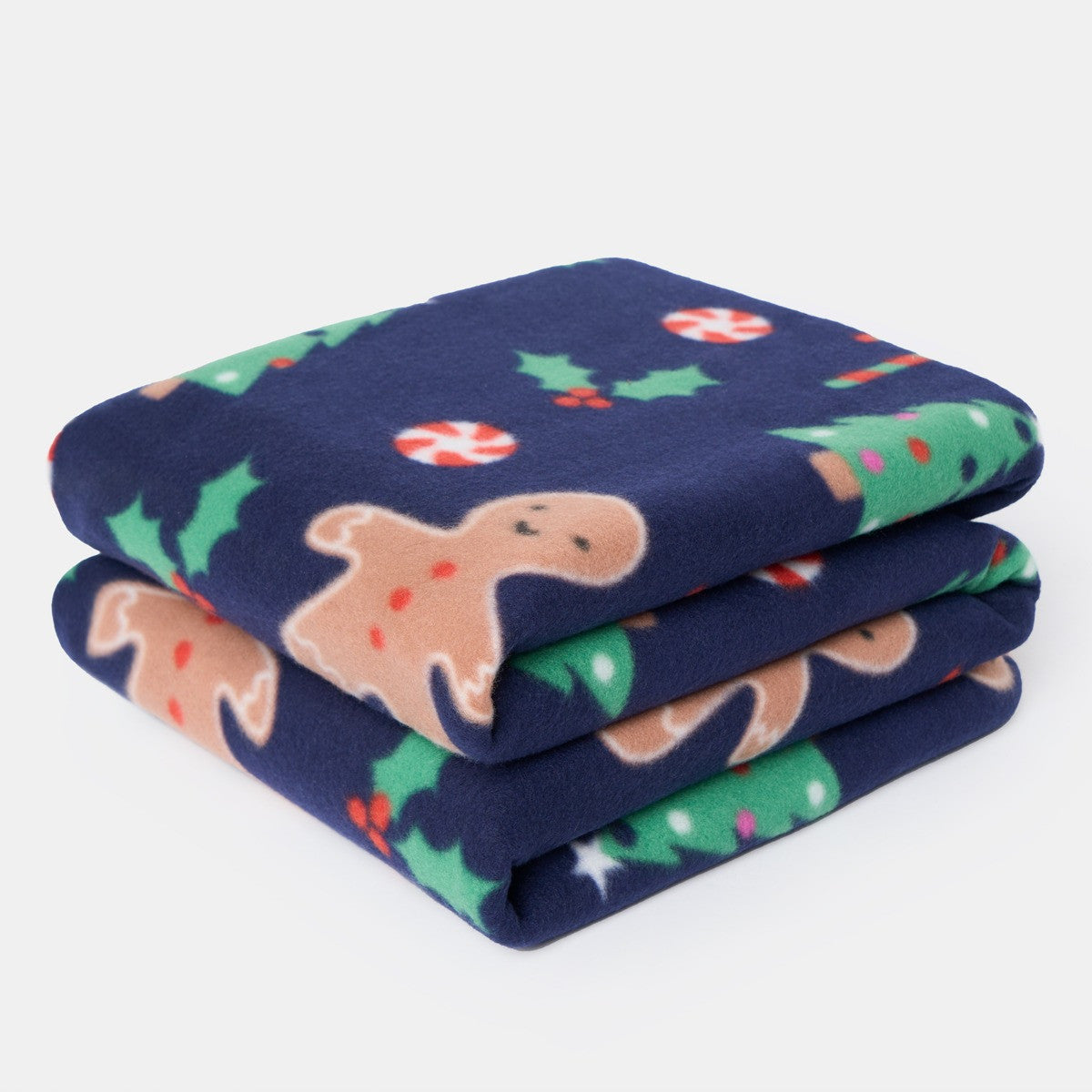 Gingerbread Man Fleece Throw – Navy