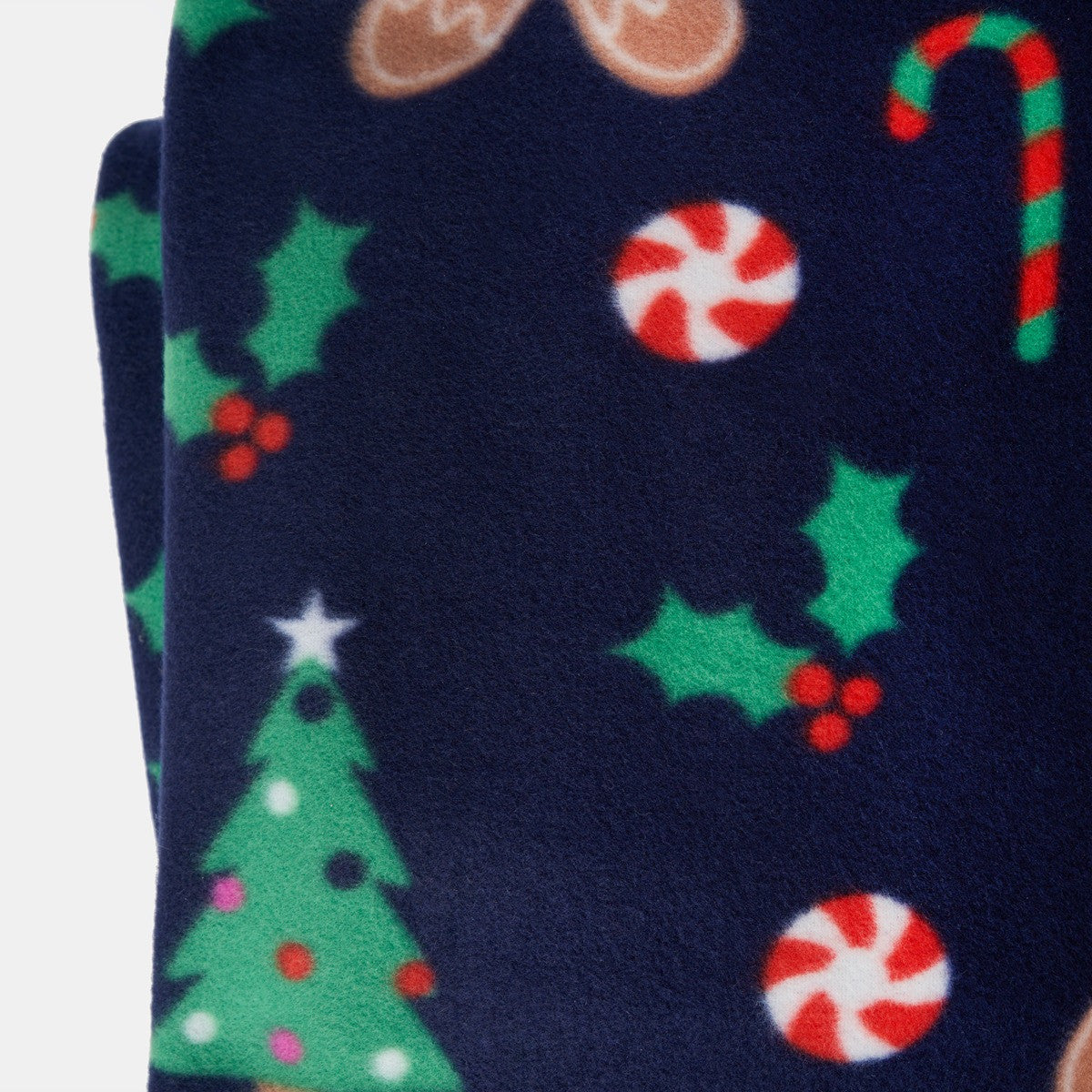 Gingerbread Man Fleece Throw – Navy