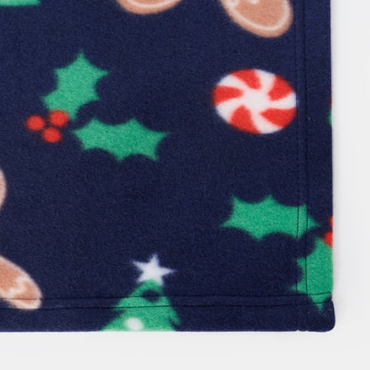 Gingerbread Man Fleece Throw – Navy