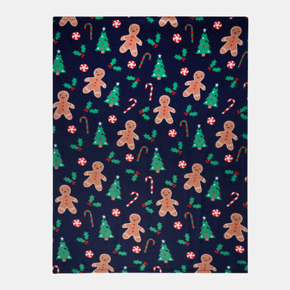 Gingerbread Man Fleece Throw – Navy