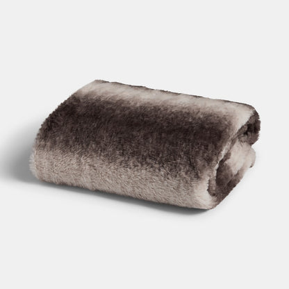 Faux Fur Stripe Throw – Brown