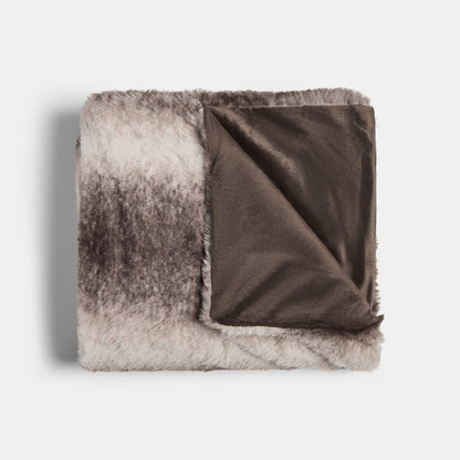 Faux Fur Stripe Throw – Brown
