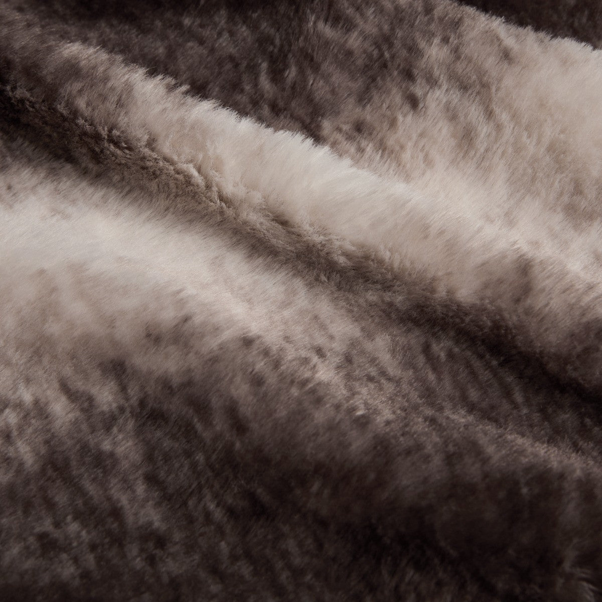 Faux Fur Stripe Throw – Brown