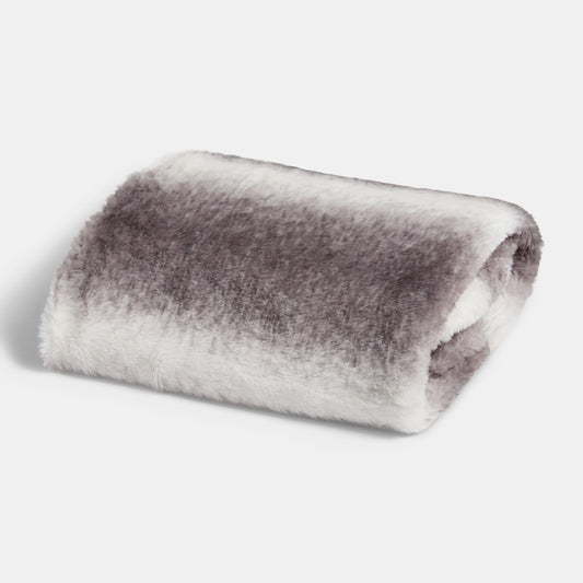 Faux Fur Stripe Throw – Grey