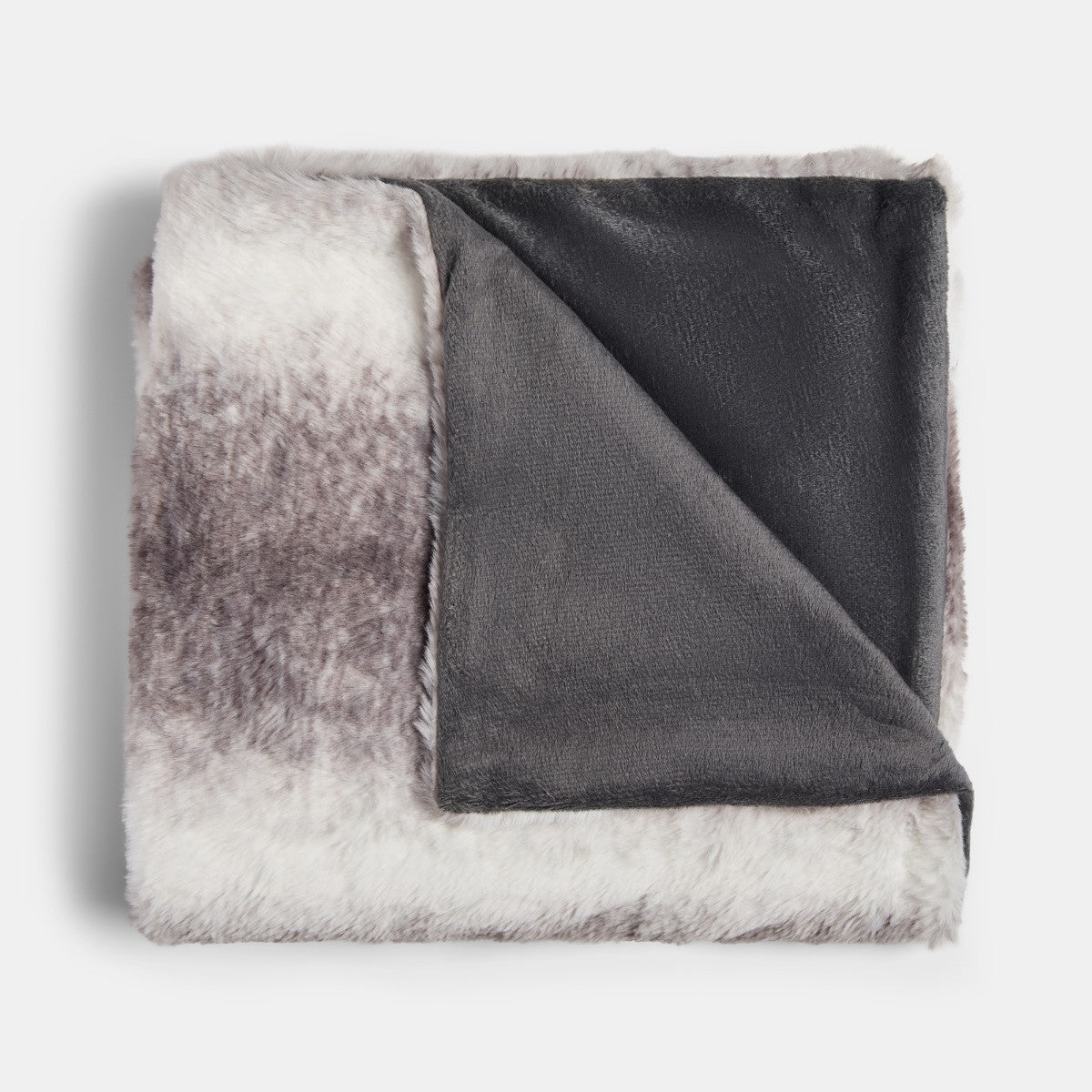 Faux Fur Stripe Throw – Grey