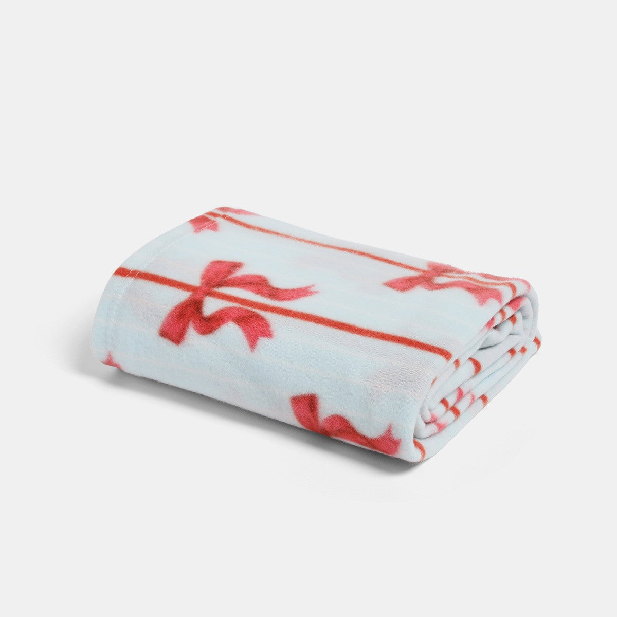 Bow Print Fleece Throw – Blue/Red