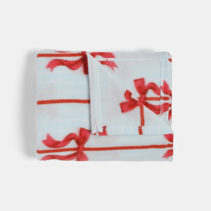 Bow Print Fleece Throw – Blue/Red
