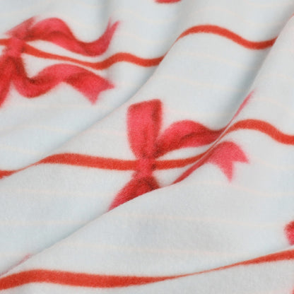 Bow Print Fleece Throw – Blue/Red