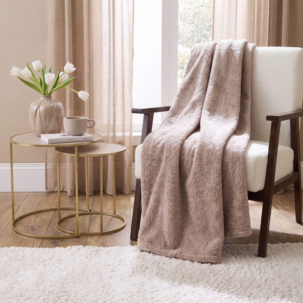Teddy Fleece Throw – Mink