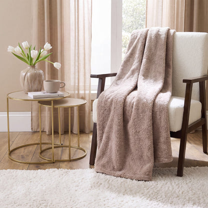 Teddy Fleece Throw – Mink