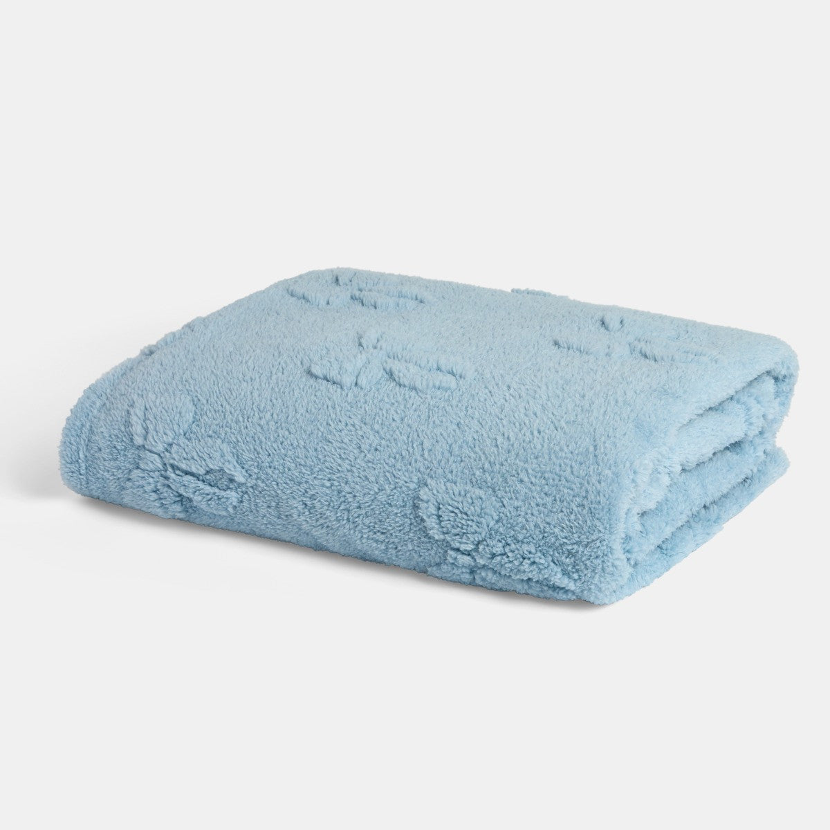 Tufted Bow Teddy Fleece Throw – Blue