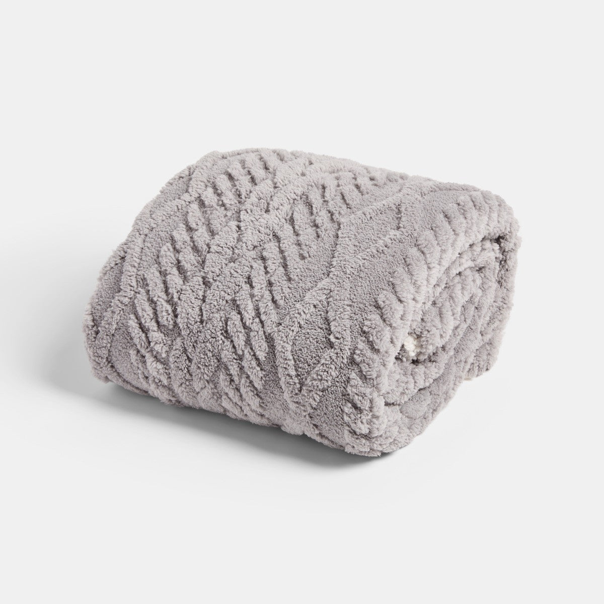 Cable Knit Sherpa Throw – Grey