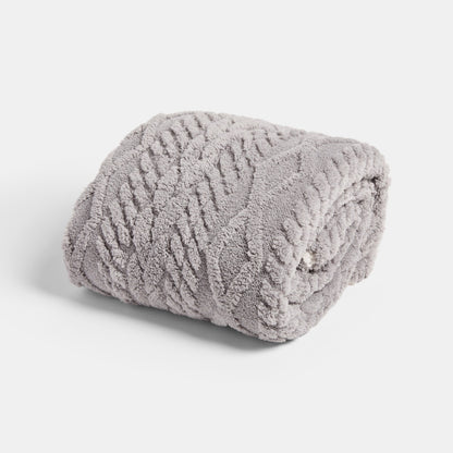 Cable Knit Sherpa Throw – Grey