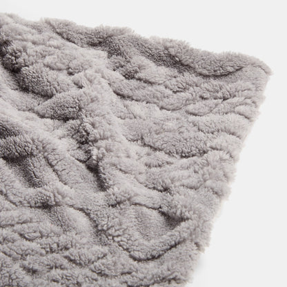 Cable Knit Sherpa Throw – Grey