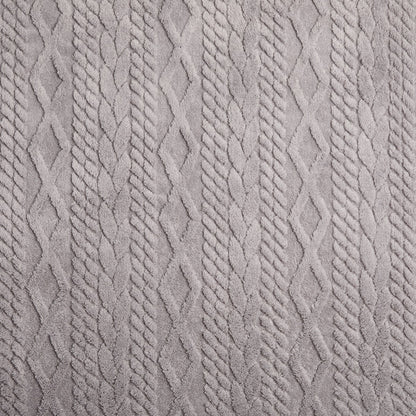 Cable Knit Sherpa Throw – Grey
