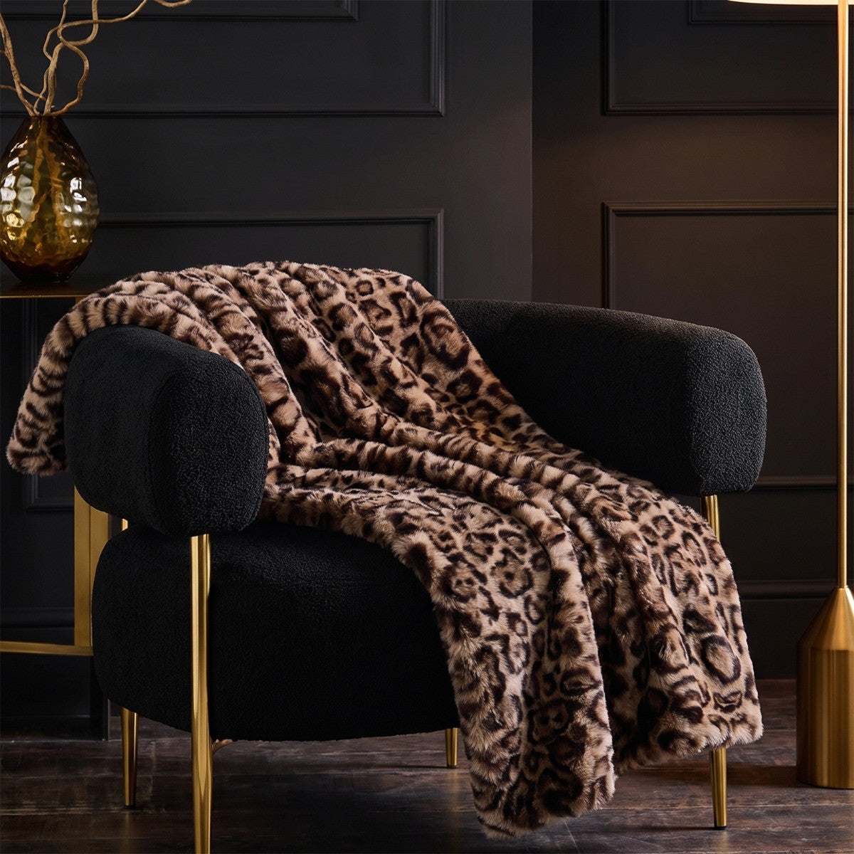 Leopard Faux Fur Throw – Brown