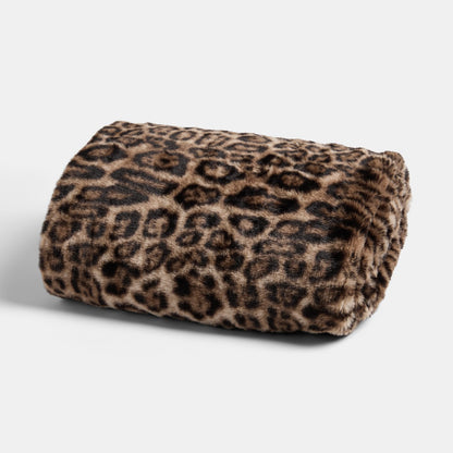 Leopard Faux Fur Throw – Brown