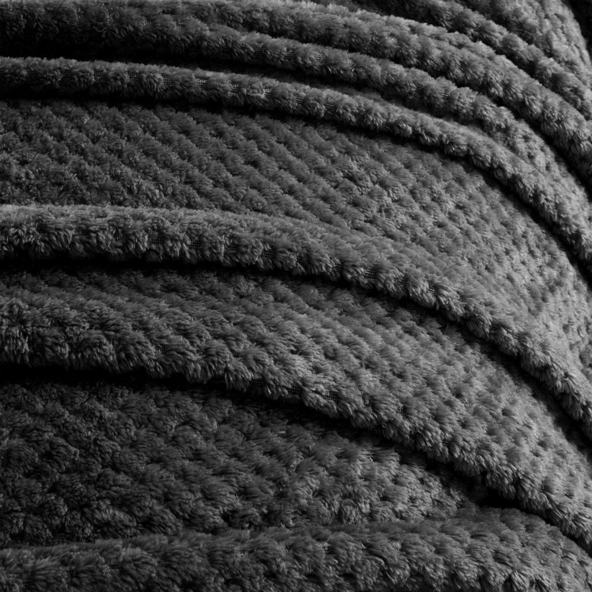 Waffle Fleece Throw – Black