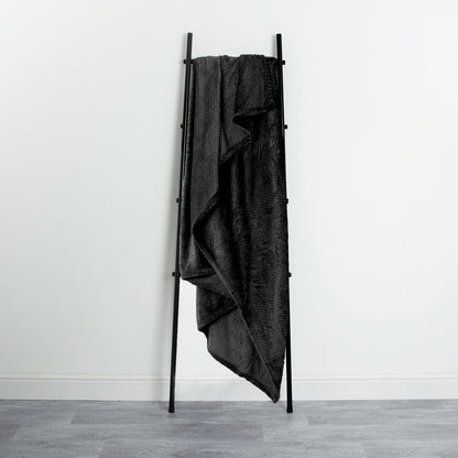 Waffle Fleece Throw – Black