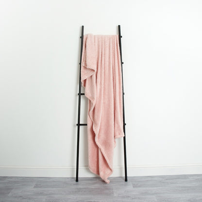 Waffle Fleece Throw – Blush Pink