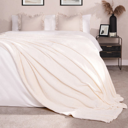 Waffle Fleece Throw – Cream