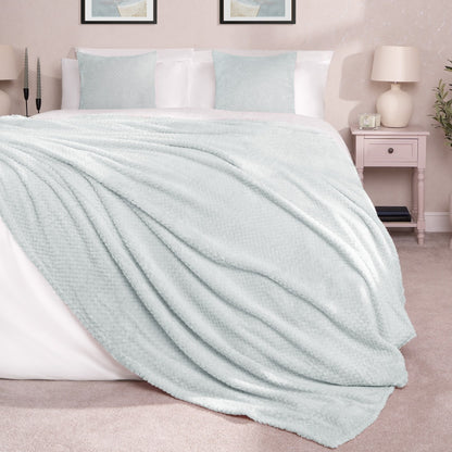 Waffle Fleece Throw – Duck Egg