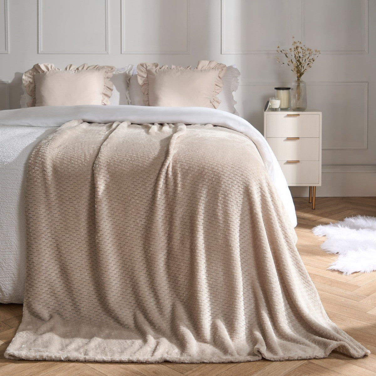 Waffle Fleece Throw – Mink