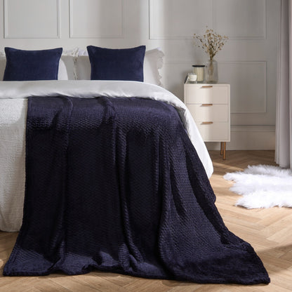 Waffle Fleece Throw – Navy