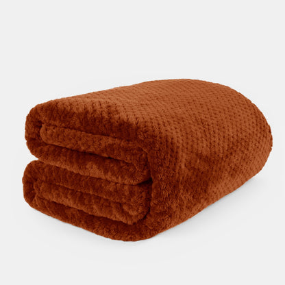 Waffle Fleece Throw – Burnt Orange