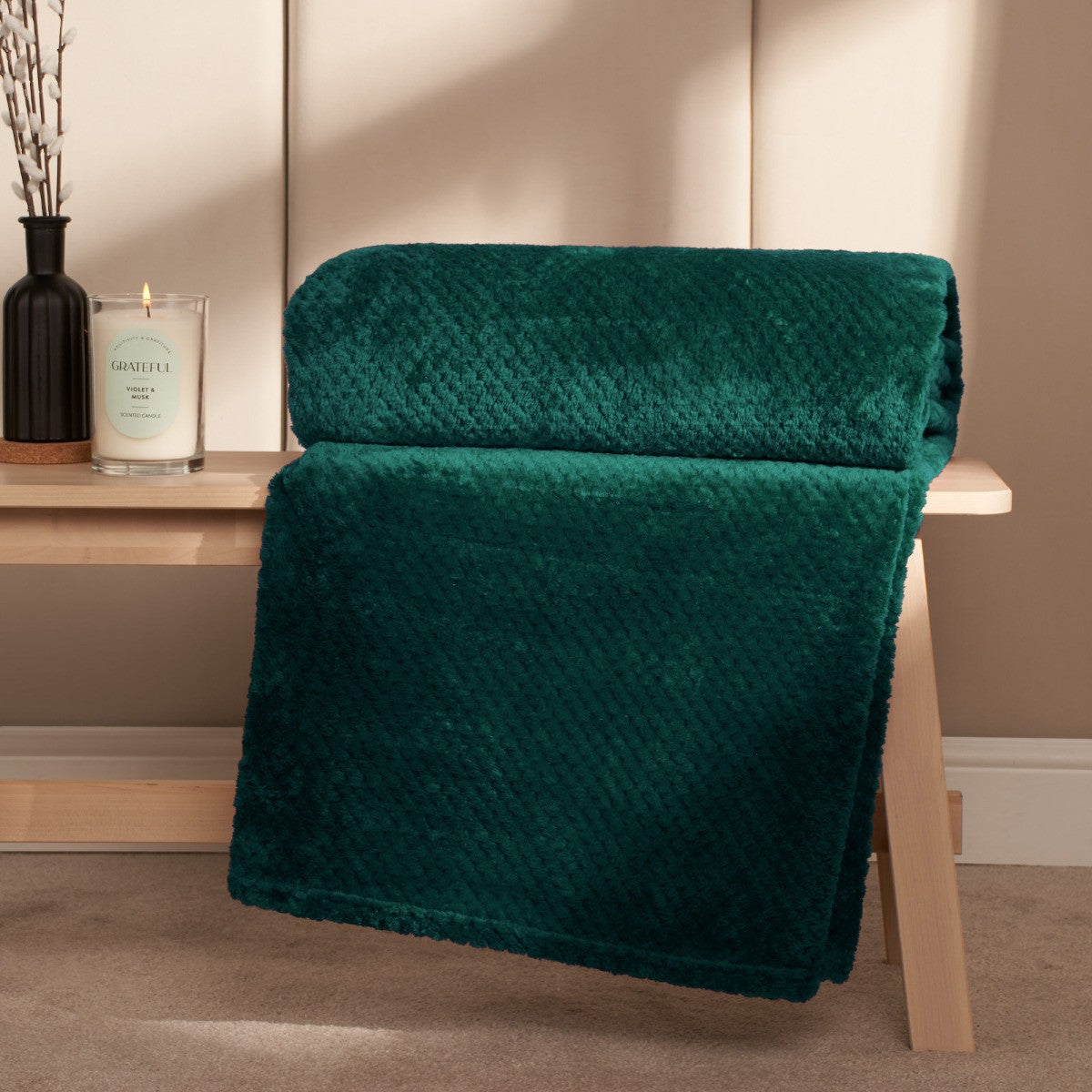 Waffle Fleece Throw – Teal