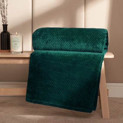 Waffle Fleece Throw – Teal