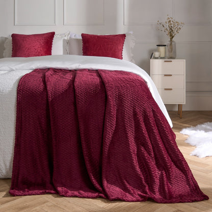 Waffle Fleece Throw – Burgundy
