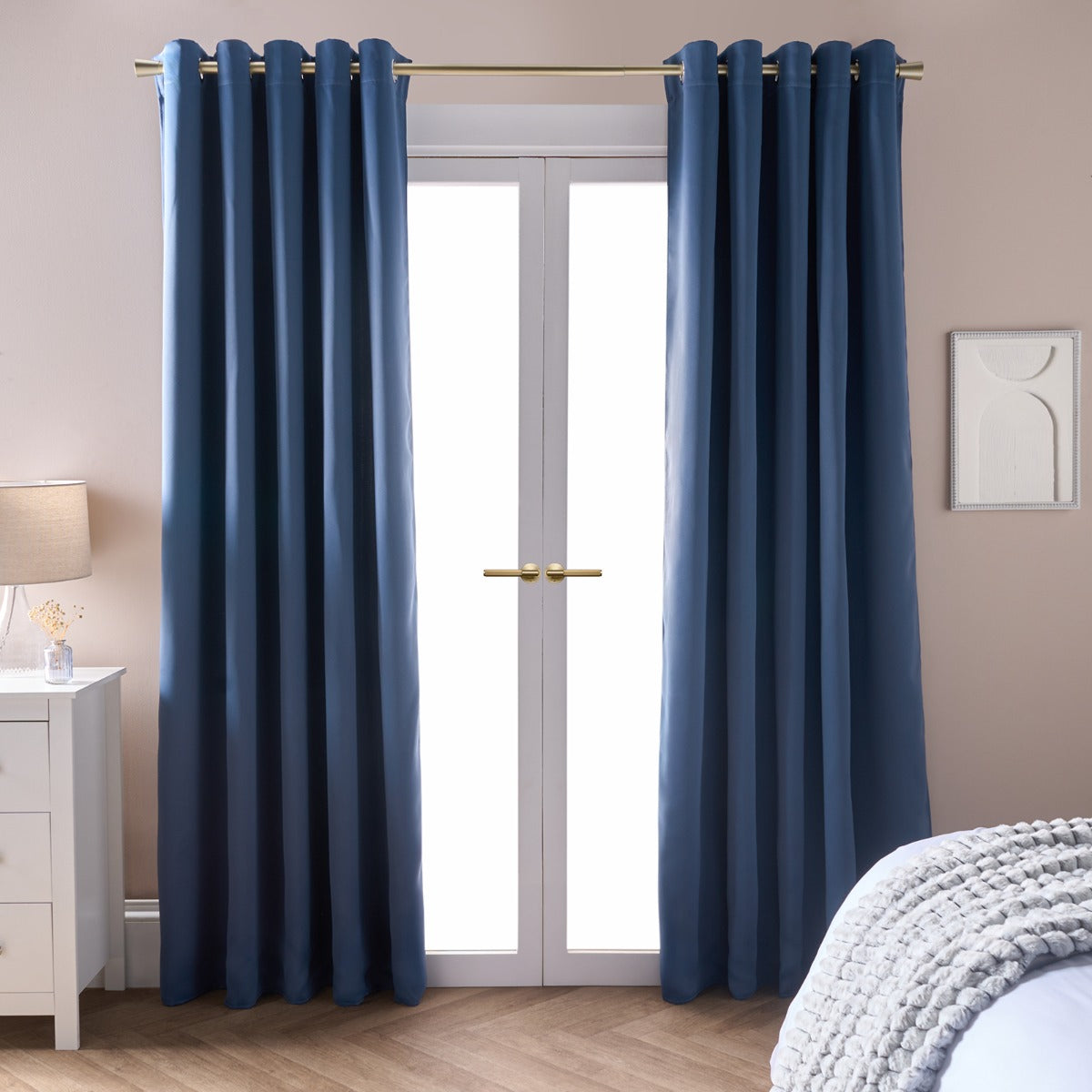 Eyelet Blackout Curtains – Dark Blue