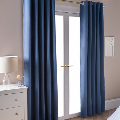 Eyelet Blackout Curtains – Dark Blue