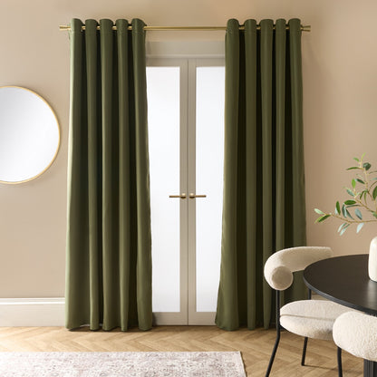 Eyelet Blackout Curtains – Olive Green