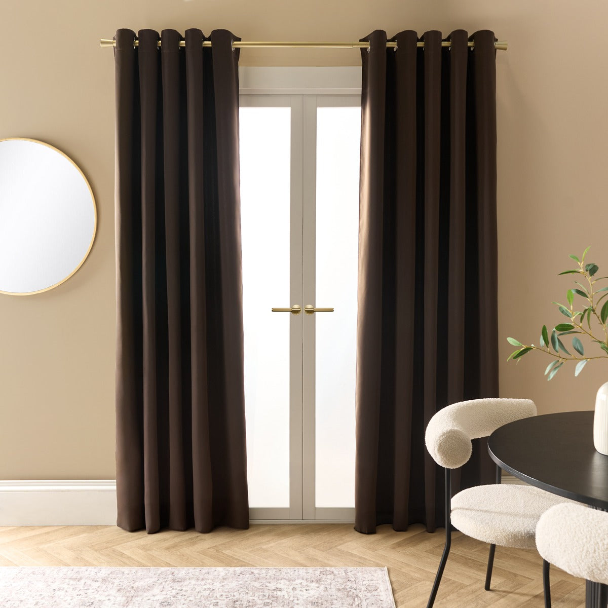 Eyelet Blackout Curtains – Brown