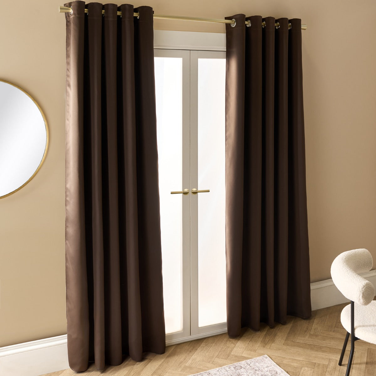 Eyelet Blackout Curtains – Brown