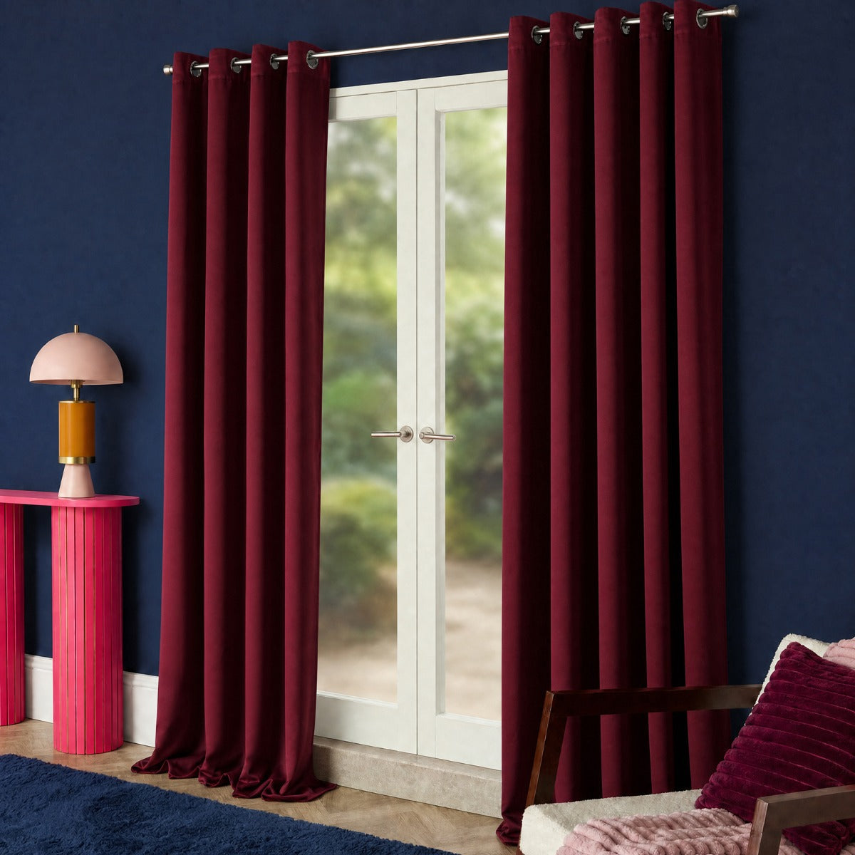 Eyelet Blackout Curtains – Burgundy
