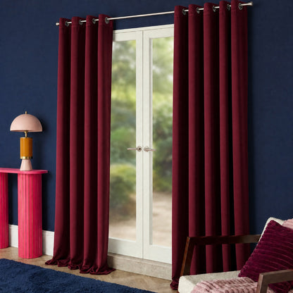 Eyelet Blackout Curtains – Burgundy