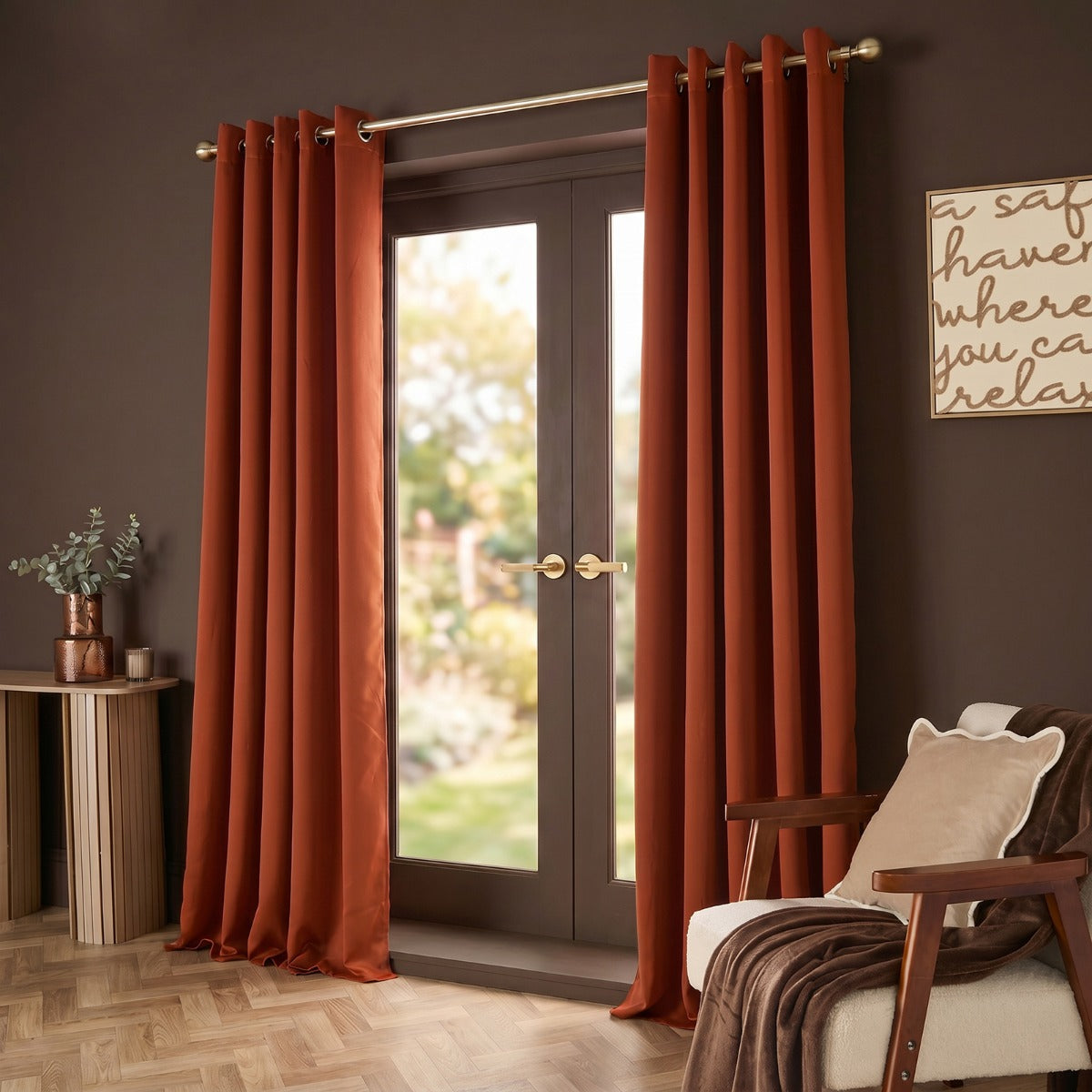 Eyelet Blackout Curtains – Rust