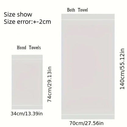 Bamboo towel sizes: hand towel 34 x 74cm and bath towel 70 x 140cm