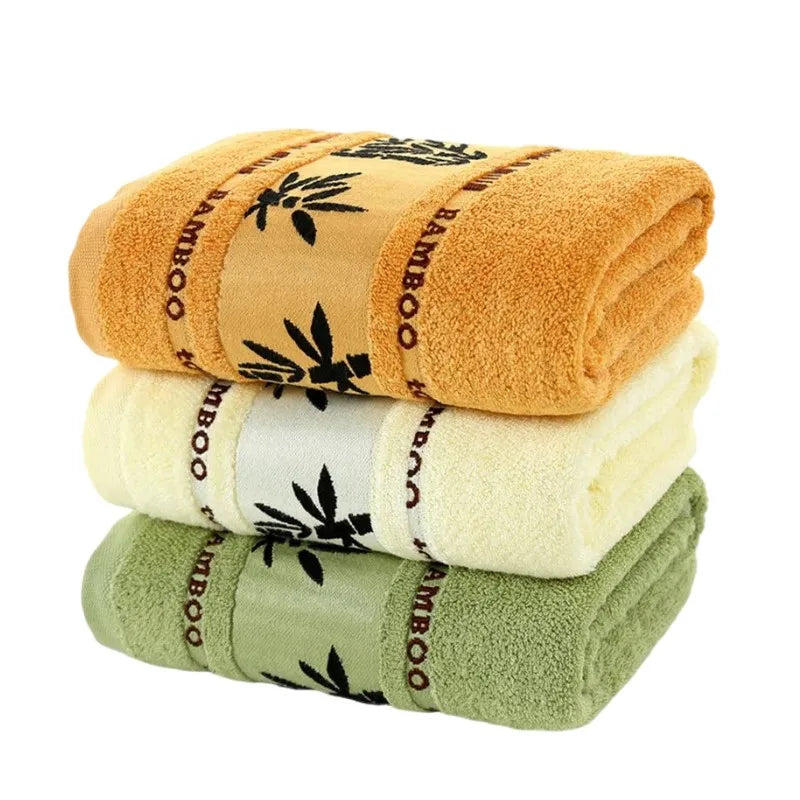 Bamboo towels in mustard, cream and sage green