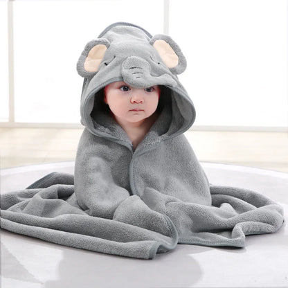 Hooded baby towel – Grey Elephant