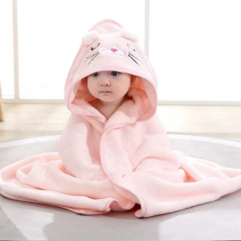 Hooded baby towel – Pink Cat