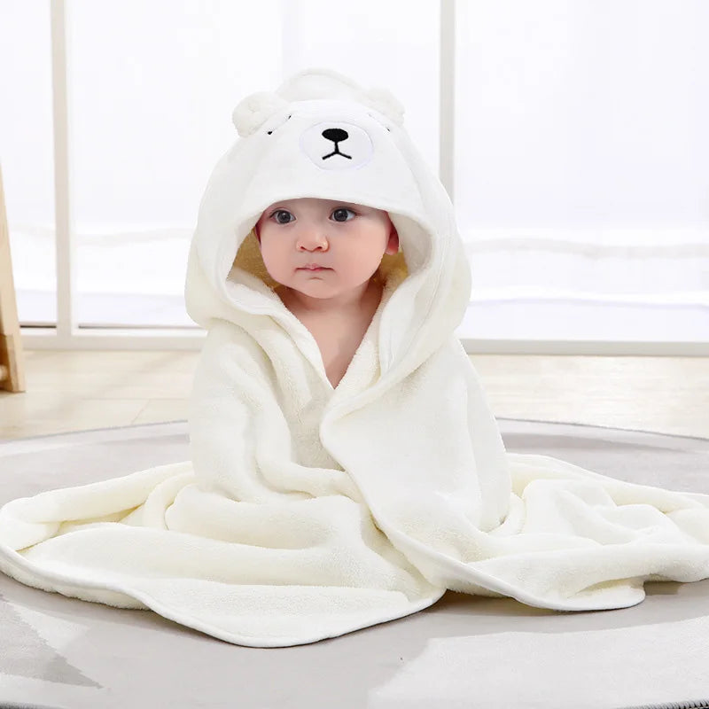 Hooded baby towel – White Bear