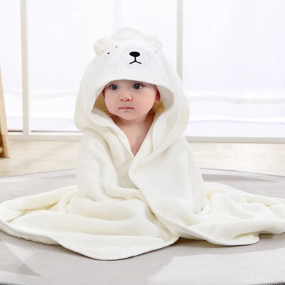 Hooded baby towel – White Bear