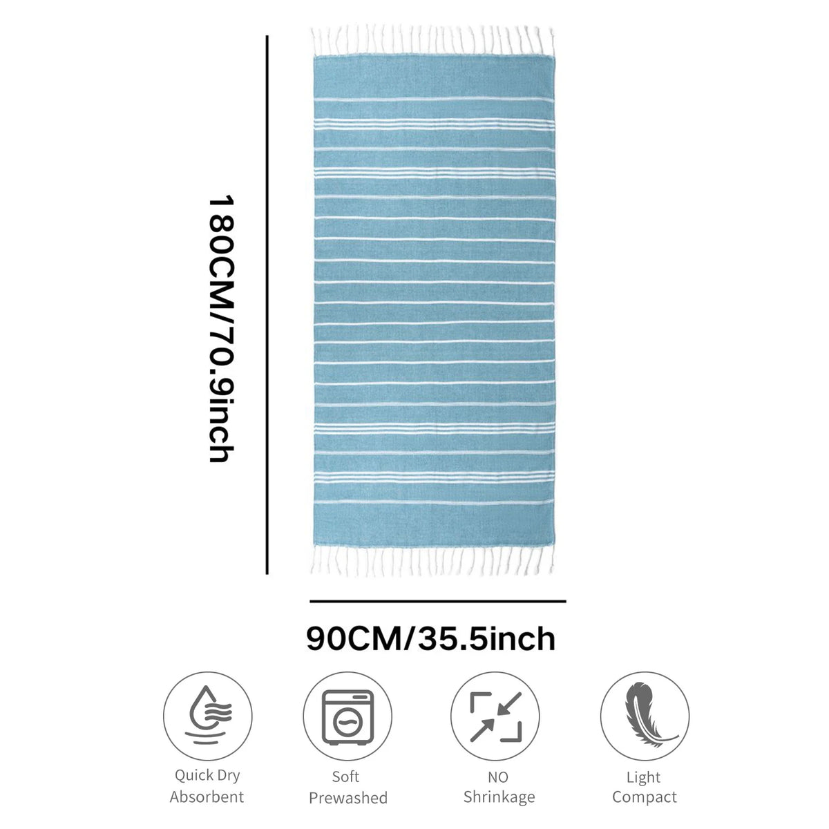Turkish cotton bath sheet size 90 x 180cm